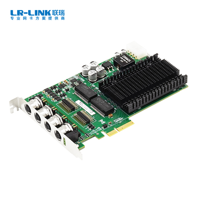 PCIe x4 四口M12百兆PoE+以太网图像采集卡（Intel I350）